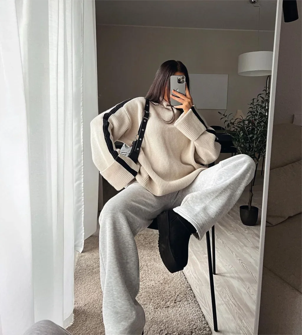 Oversized Jumper - Loose Fit - Turtleneck - Knitted Sweater - Women's Clothing-Grace Aura