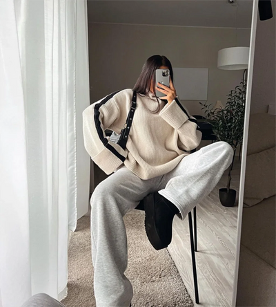 Oversized Jumper - Loose Fit - Turtleneck - Knitted Sweater - Women's Clothing-Grace Aura