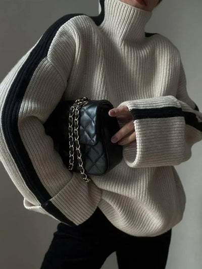 Oversized Jumper - Loose Fit - Turtleneck - Knitted Sweater - Women's Clothing-Grace Aura