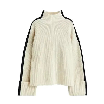 Oversized Jumper - Loose Fit - Turtleneck - Knitted Sweater - Women's Clothing-Grace Aura