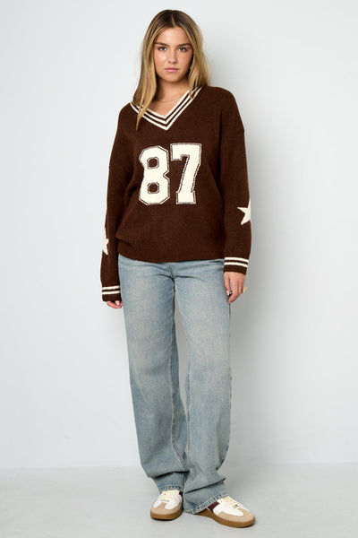 Oversized Jumper | NYC | V-Neck | Knitted Sweater | Women's Knitwear-Grace Aura