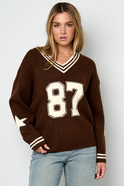 Oversized Jumper | NYC | V-Neck | Knitted Sweater | Women's Knitwear-Grace Aura