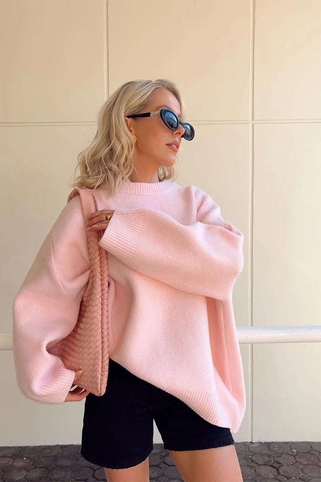 Oversized Jumper | Pink | Warm | Knitted Sweater | Women's Clothing-Grace Aura