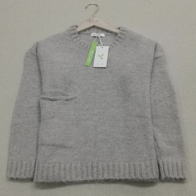 Oversized Jumper - Women's Light Grey Loose Fit Chunky Knit Jumper -Grace Aura