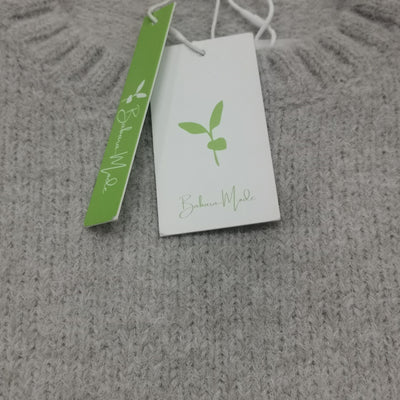 Oversized Jumper - Women's Light Grey Loose Fit Chunky Knit Jumper -Grace Aura