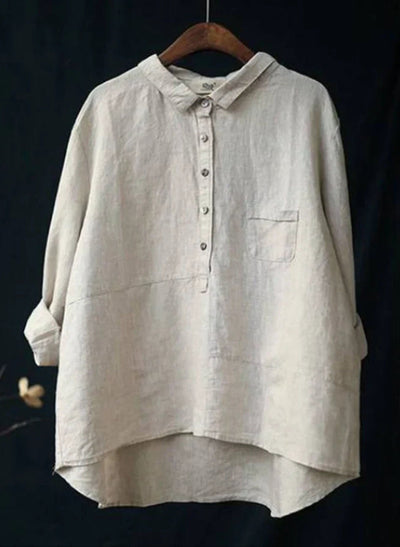 Oversized Shirt - Linen - Collared - Oversized Blouse - Women's Shirt-Grace Aura