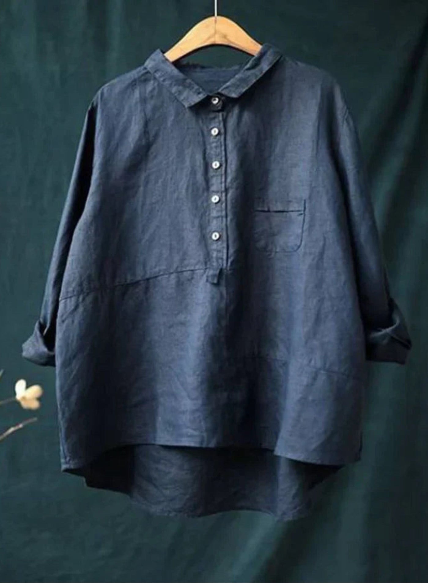 Oversized Shirt - Linen - Collared - Oversized Blouse - Women's Shirt-Grace Aura