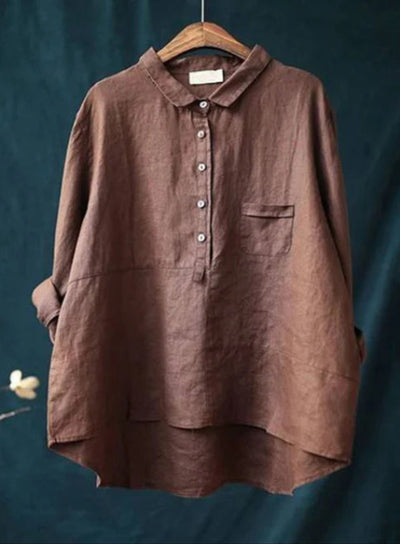 Oversized Shirt - Linen - Collared - Oversized Blouse - Women's Shirt-Grace Aura