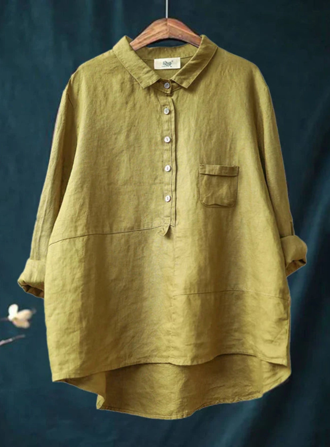 Oversized Shirt - Linen - Collared - Oversized Blouse - Women's Shirt-Grace Aura