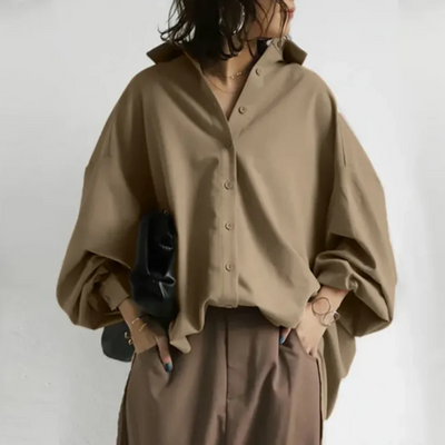 Oversized Shirt | Long Sleeve | Batwing Sleeve | Oversized Button-Up Shirt | Women's Blouse-Grace Aura