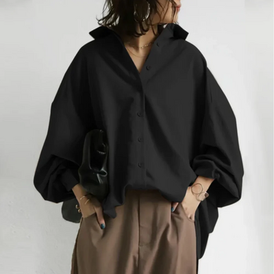 Oversized Shirt | Long Sleeve | Batwing Sleeve | Oversized Button-Up Shirt | Women's Blouse-Grace Aura
