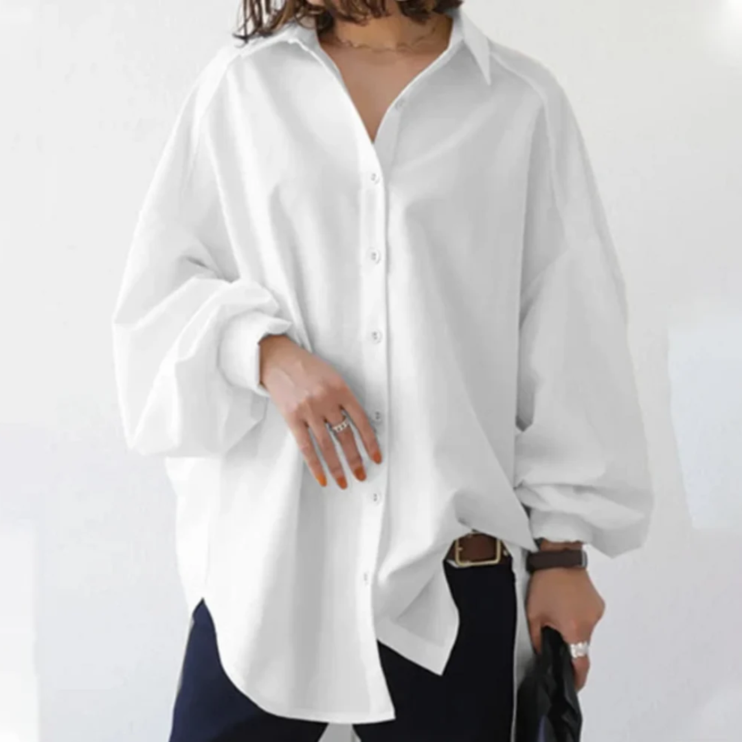 Oversized Shirt | Long Sleeve | Batwing Sleeve | Oversized Button-Up Shirt | Women's Blouse-Grace Aura