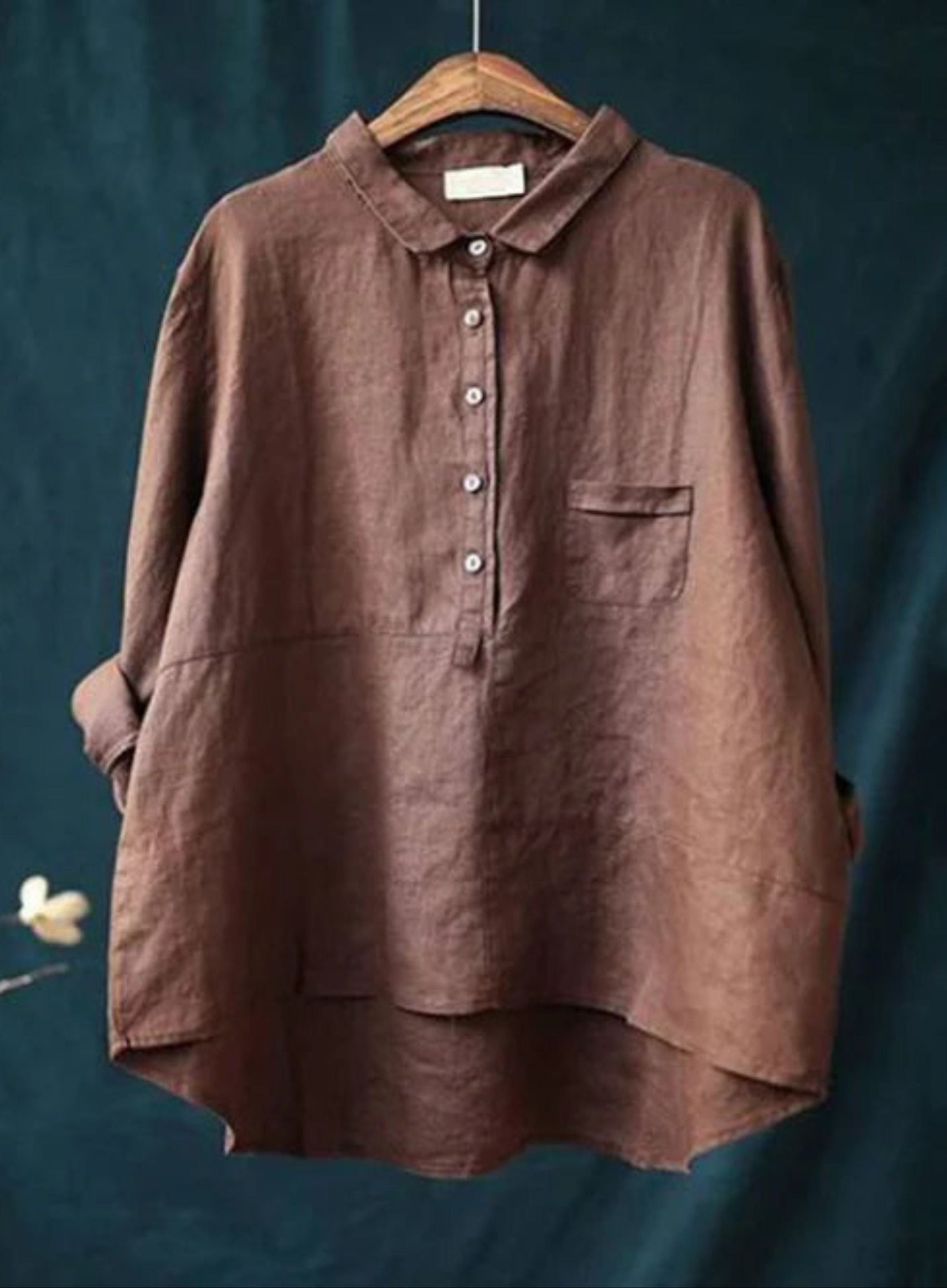 Oversized Shirt - Long Sleeve - Half Button - Oversized Blouse - Women's Shirt-Grace Aura