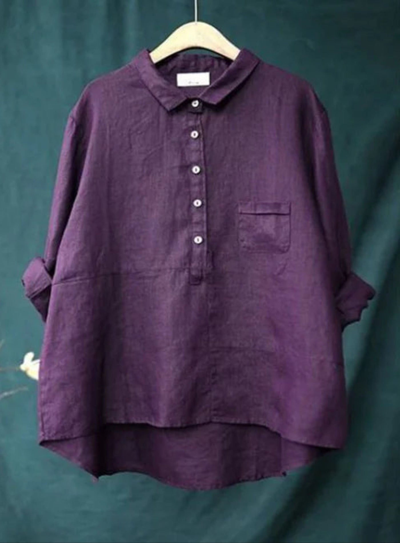 Oversized Shirt - Long Sleeve - Half Button - Oversized Blouse - Women's Shirt-Grace Aura