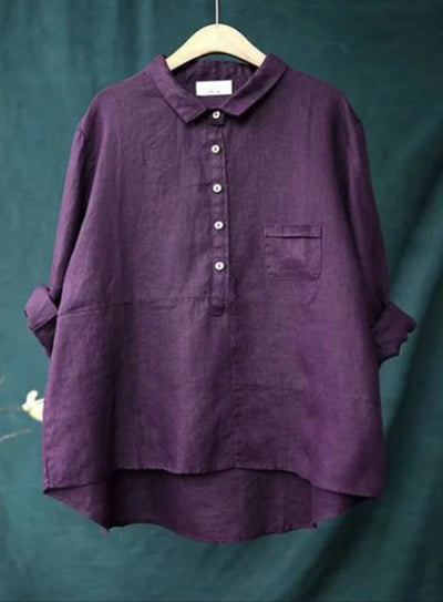 Oversized Shirt - Long Sleeve - Half Button - Oversized Blouse - Women's Shirt-Grace Aura