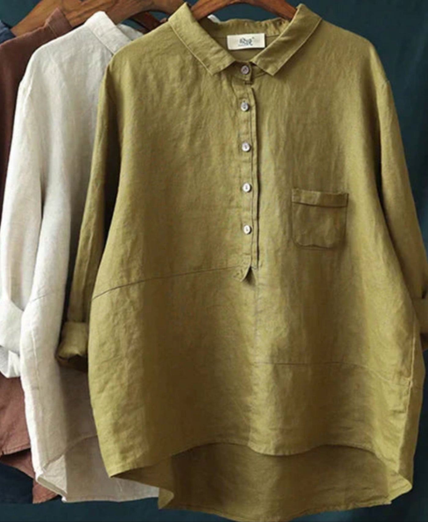 Oversized Shirt - Long Sleeve - Half Button - Oversized Blouse - Women's Shirt-Grace Aura