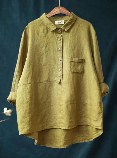 Oversized Shirt - Long Sleeve - Half Button - Oversized Blouse - Women's Shirt-Grace Aura