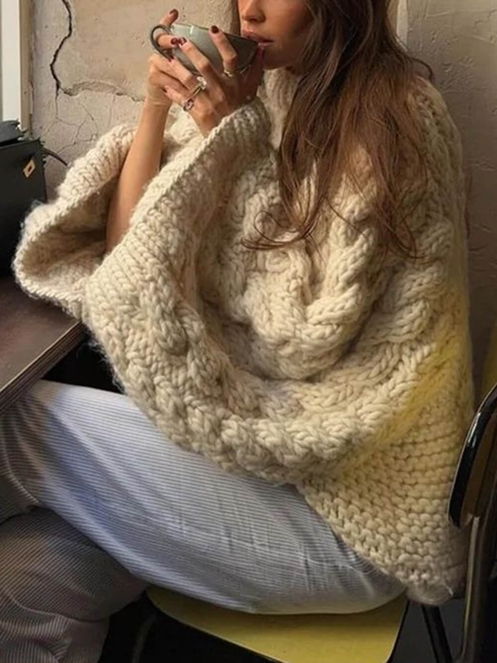 Oversized Sweater - Chunky - Cable Knit - Knitted Sweater - Women's Jumper-Grace Aura