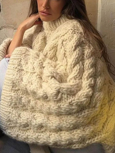 Oversized Sweater - Chunky - Cable Knit - Knitted Sweater - Women's Jumper-Grace Aura