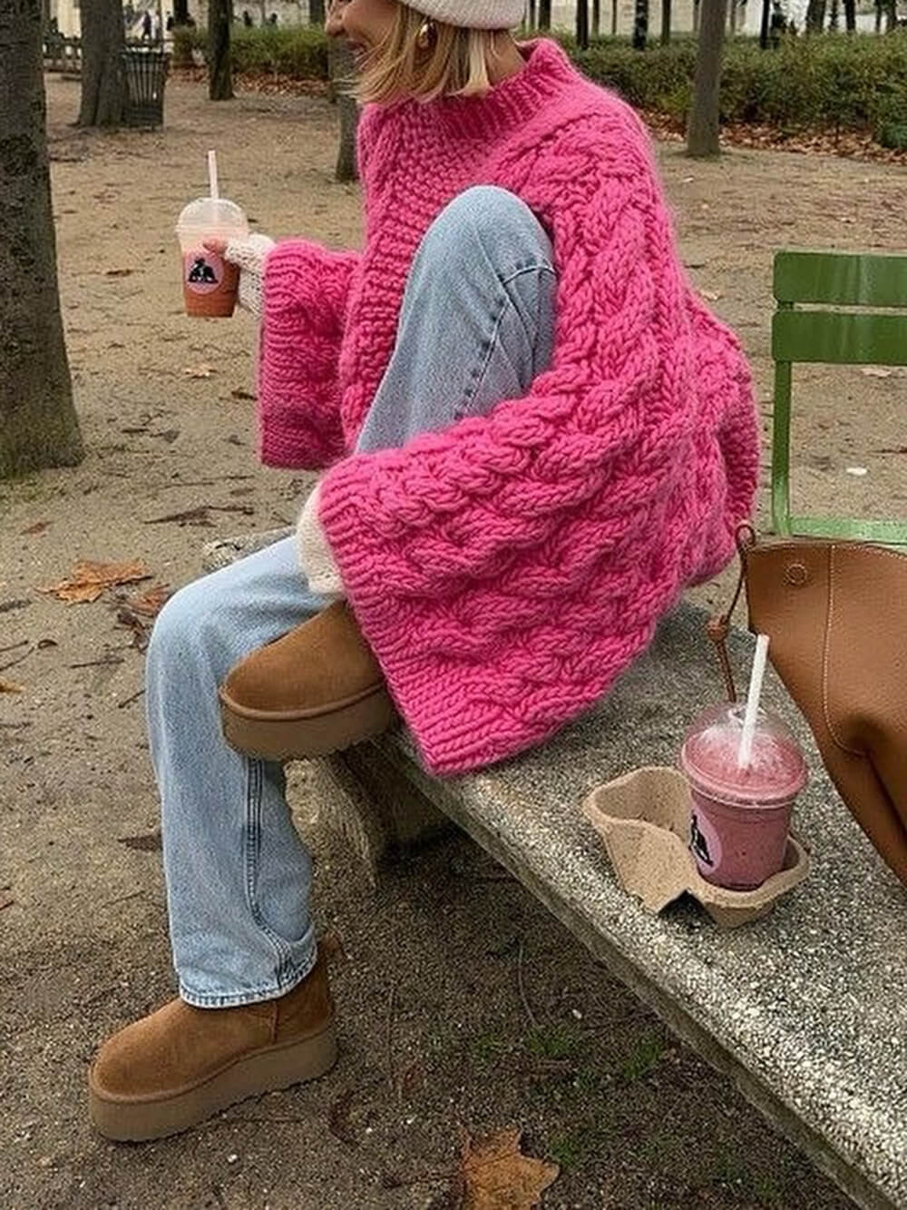 Oversized Sweater - Chunky - Cable Knit - Knitted Sweater - Women's Jumper-Grace Aura