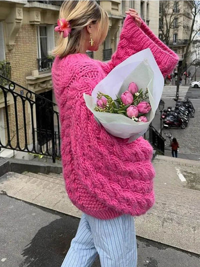 Oversized Sweater - Chunky - Cable Knit - Knitted Sweater - Women's Jumper-Grace Aura