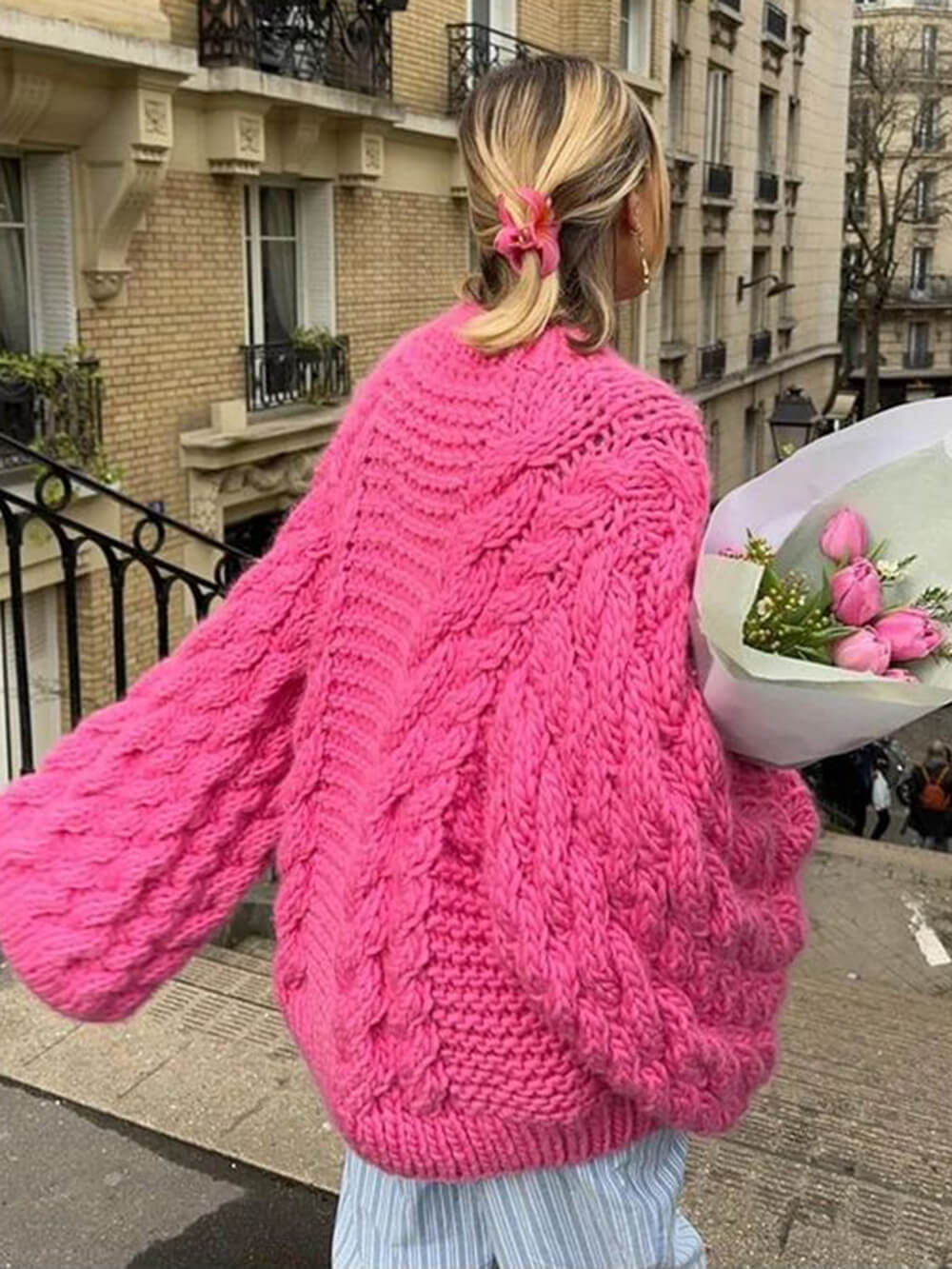 Oversized Sweater - Chunky - Cable Knit - Knitted Sweater - Women's Jumper-Grace Aura