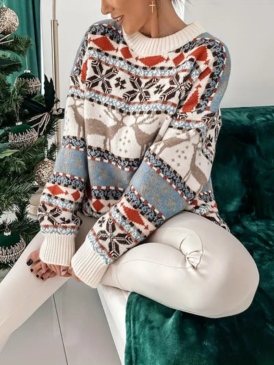 Oversized Sweater - Loose Fit - Knitted - Christmas Sweater - Women's Jumper-Grace Aura