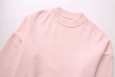 Oversized Sweater | Pink | Crewneck | Knitted Jumper | Women's Clothing-Grace Aura