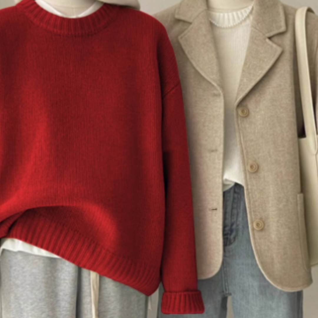 Oversized Sweater - Warm - Crew Neck - Knit Jumper - Women's Jumpers-Grace Aura