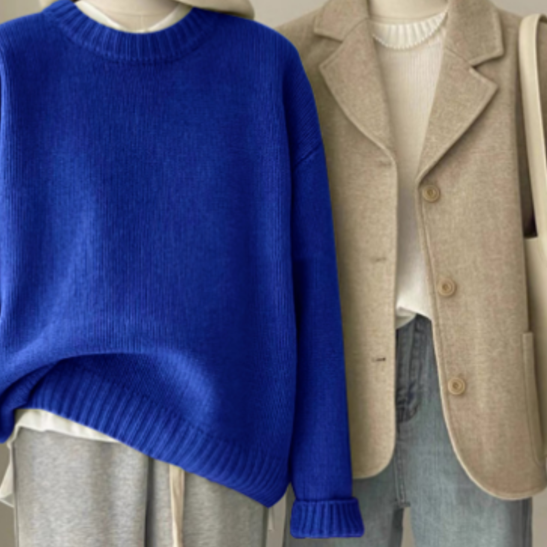 Oversized Sweater - Warm - Crew Neck - Knit Jumper - Women's Jumpers-Grace Aura