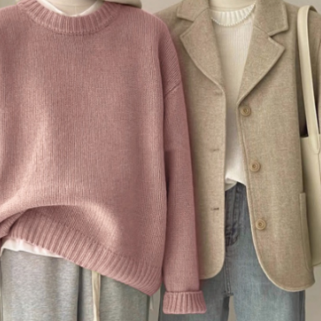 Oversized Sweater - Warm - Crew Neck - Knit Jumper - Women's Jumpers-Grace Aura