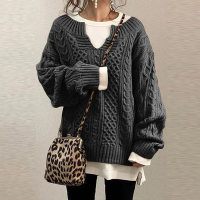 Oversized Sweater | Warm | Loose Fit | Knitted Jumper | Women's Knitwear-Grace Aura