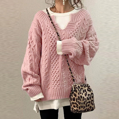 Oversized Sweater | Warm | Loose Fit | Knitted Jumper | Women's Knitwear-Grace Aura