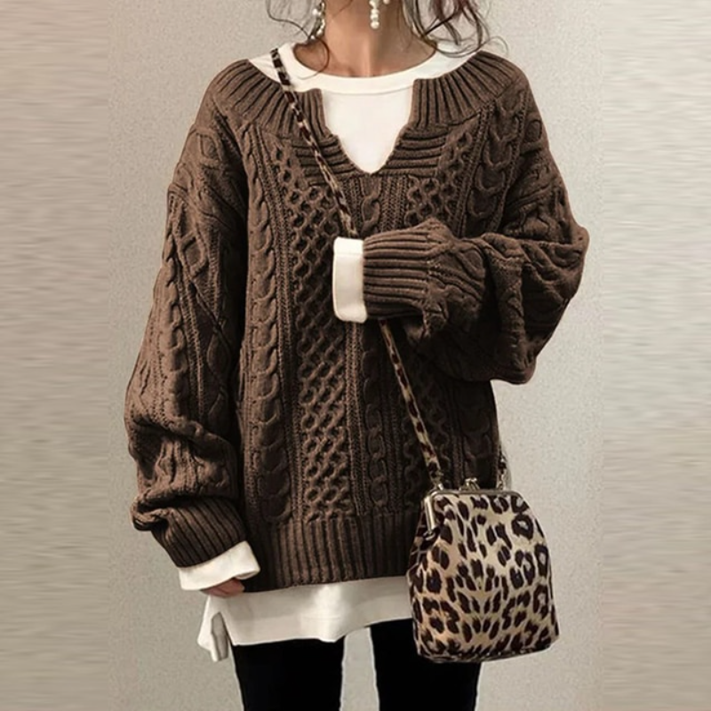 Oversized Sweater | Warm | Loose Fit | Knitted Jumper | Women's Knitwear-Grace Aura