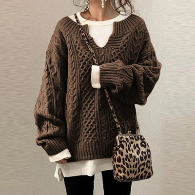 Oversized Sweater | Warm | Loose Fit | Knitted Jumper | Women's Knitwear-Grace Aura
