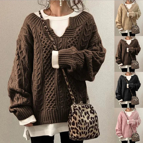 Oversized Sweater | Warm | Loose Fit | Knitted Jumper | Women's Knitwear-Grace Aura