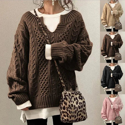 Oversized Sweater | Warm | Loose Fit | Knitted Jumper | Women's Knitwear-Grace Aura