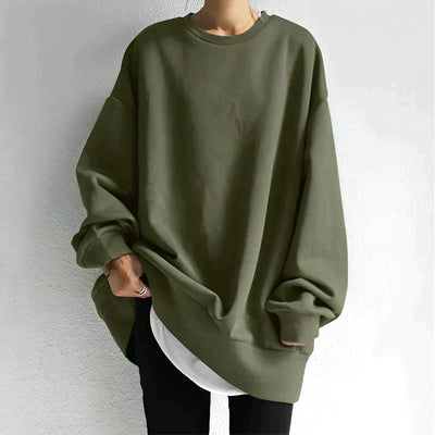 Oversized Sweatshirt - Long - Cozy - Plus Size Sweatshirt - Women's Clothing-Grace Aura