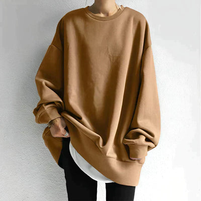 Oversized Sweatshirt - Long - Cozy - Plus Size Sweatshirt - Women's Clothing-Grace Aura