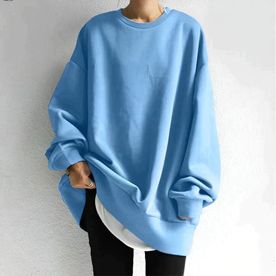 Oversized Sweatshirt - Long - Cozy - Plus Size Sweatshirt - Women's Clothing-Grace Aura