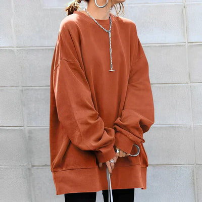 Oversized Sweatshirt - Long - Cozy - Plus Size Sweatshirt - Women's Clothing-Grace Aura