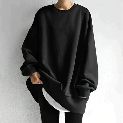 Oversized Sweatshirt - Long - Cozy - Plus Size Sweatshirt - Women's Clothing-Grace Aura