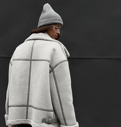 Oversized Winter Jacket | Fleece-Lined | Zip-Up | Aviator Jacket | Women's Winter Jacket-Grace Aura