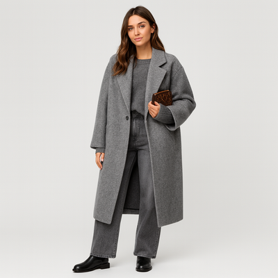 Oversized Wool Coat | Long | Relaxed Fit | Winter Trench Coat | Women's Winter Jacket-Grace Aura
