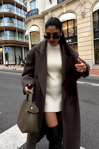 Oversized Wool Coat - Women's Double Breasted Long Wool Coat-Grace Aura