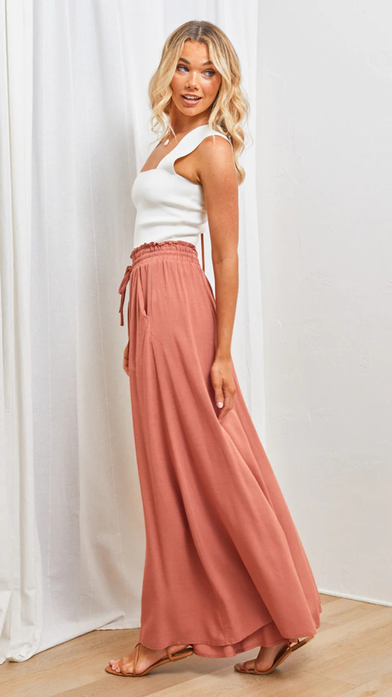 Palazzo Pants - Women's High Waisted Flowy Wide Leg Pants for Summer-Grace Aura