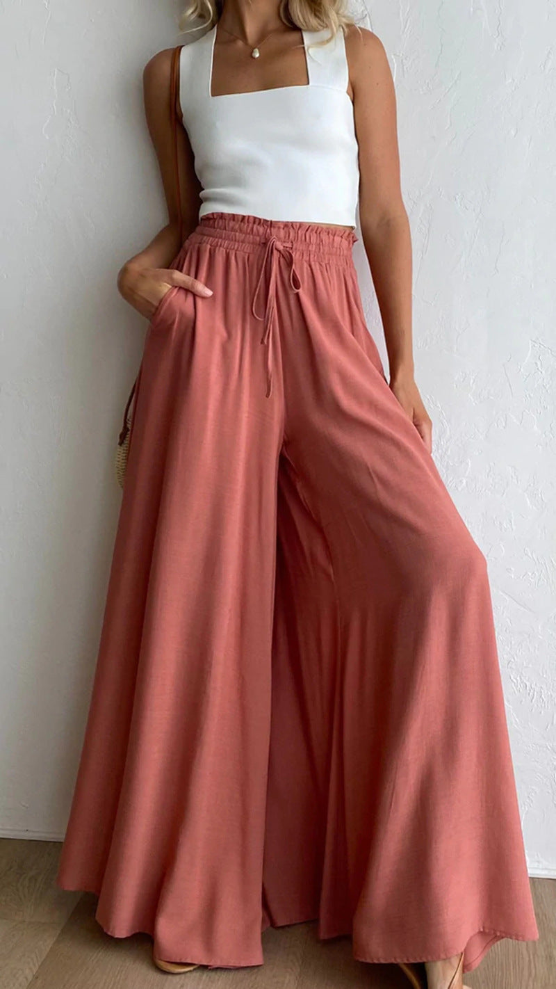 Palazzo Pants - Women's High Waisted Flowy Wide Leg Pants for Summer-Grace Aura