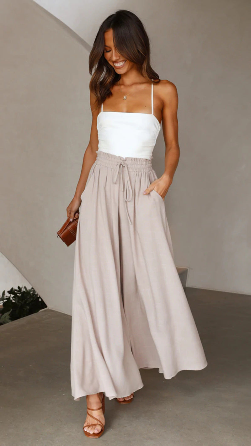 Palazzo Pants - Women's High Waisted Flowy Wide Leg Pants for Summer-Grace Aura