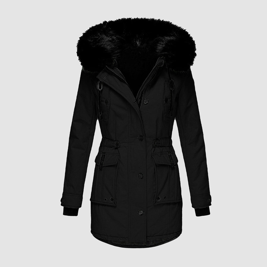 Parka Coat - Women's Warm Hooded Fur Lined Winter Jacket-Grace Aura