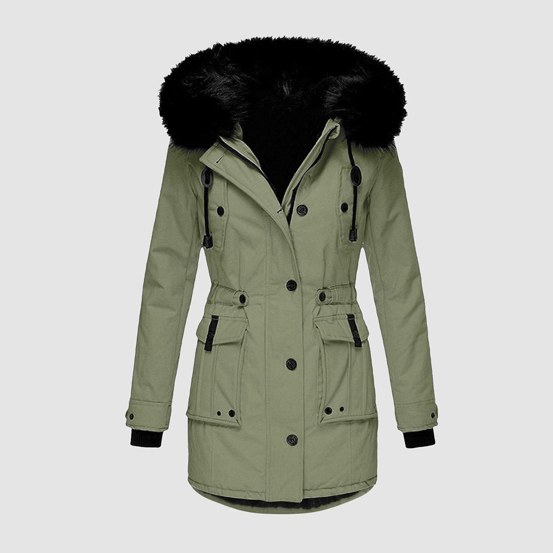 Parka Coat - Women's Warm Hooded Fur Lined Winter Jacket-Grace Aura